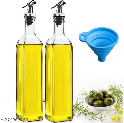 Cubic Enterprise Oil and Vinegar Dispenser Bottle for Kitchen, Glass Oil Bottle for Kitchen, Kitchen Oil Container, Oil Pourer