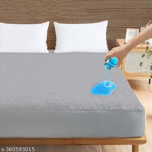 Mattress Protector 100% Terry Cotton Bed Protector Waterproof for Baby Elastic Fitted Waterproof Mattress Protector King Size Breathable Bed Cover & Mattress Cover Double Bed (72X78 inch | 6X6.5 feet Grey) 200 GSM