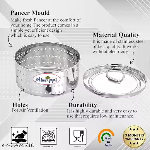 Stainless Steel High Quality Round Shape Panner Maker for Home - 850 ml Capacity SIZE 3