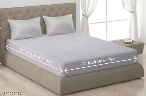 Mattress Protector 100% Terry Cotton Bed Protector Waterproof for Baby Elastic Fitted Waterproof Mattress Protector King Size Breathable Bed Cover & Mattress Cover Double Bed (72X78 inch | 6X6.5 feet Grey) 200 GSM