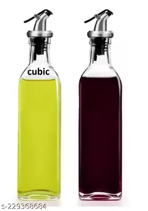 Cubic Enterprise Oil and Vinegar Dispenser Bottle for Kitchen, Glass Oil Bottle for Kitchen, Kitchen Oil Container, Oil Pourer